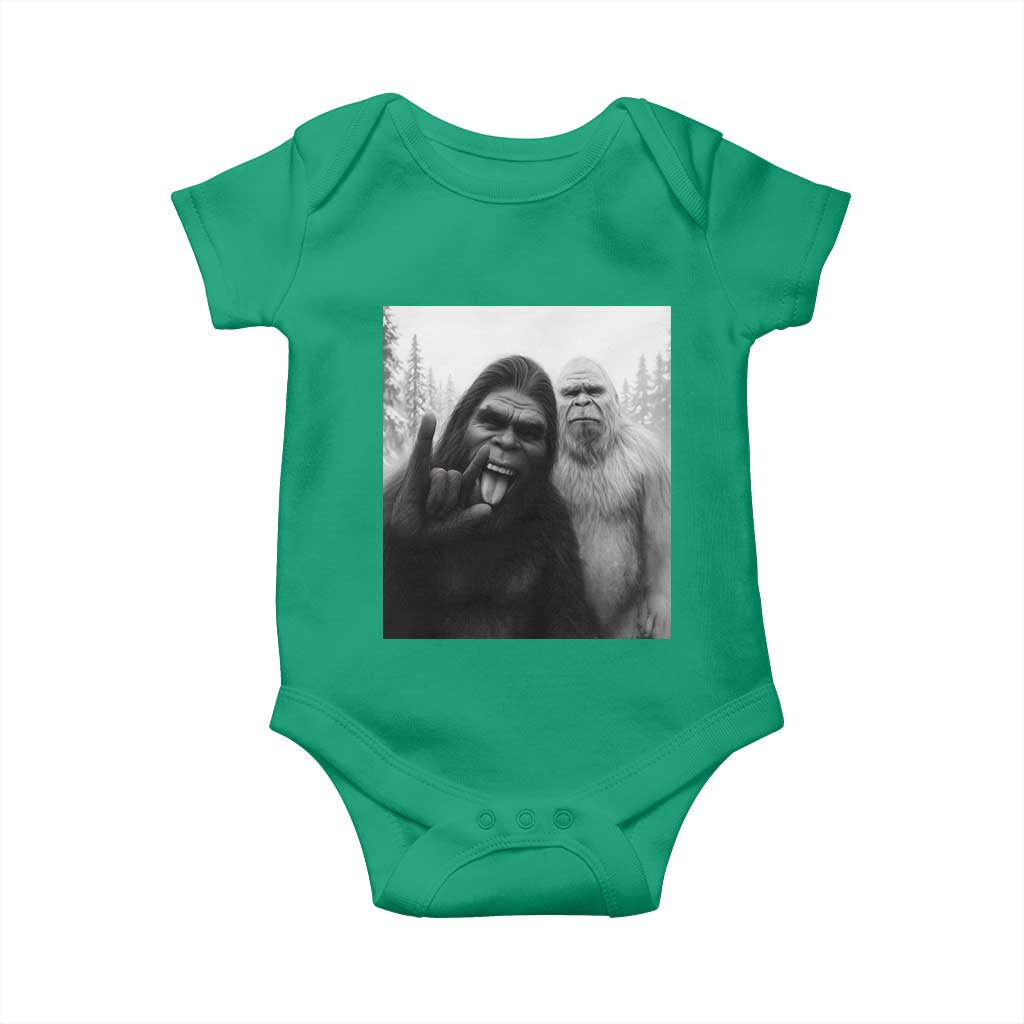 Bigfoot Selfie Christmas Baby Onesie Sasquatch Yeti Rock On Hand TS14 Irish Green Print Your Wear
