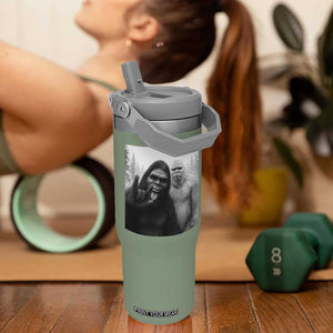 Bigfoot Selfie Christmas Flip Straw Tumbler Sasquatch Yeti Rock On Hand TS14 One Size: 30 oz Moss Green Print Your Wear