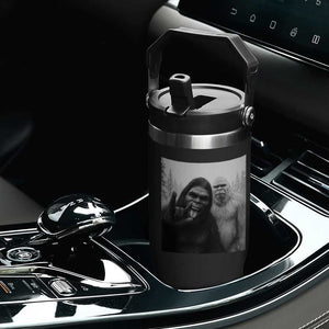 Bigfoot Selfie Christmas Flip Straw Tumbler Sasquatch Yeti Rock On Hand TS14 Print Your Wear