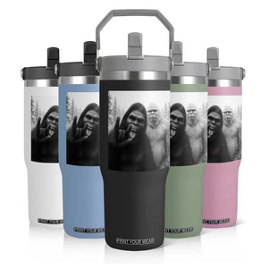 Bigfoot Selfie Christmas Flip Straw Tumbler Sasquatch Yeti Rock On Hand TS14 Print Your Wear