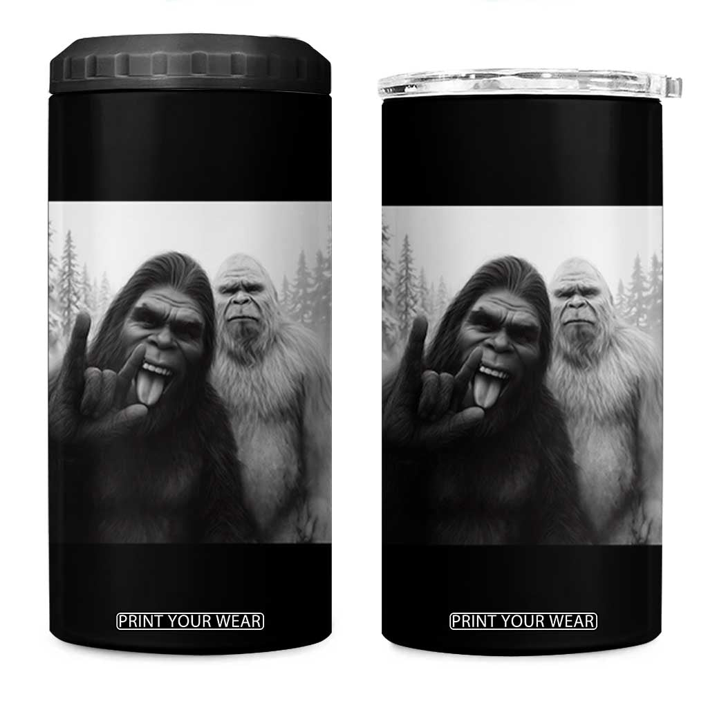 Bigfoot Selfie Christmas 4 in 1 Can Cooler Tumbler Sasquatch Yeti Rock On Hand TS14 One Size: 16 oz Black Print Your Wear
