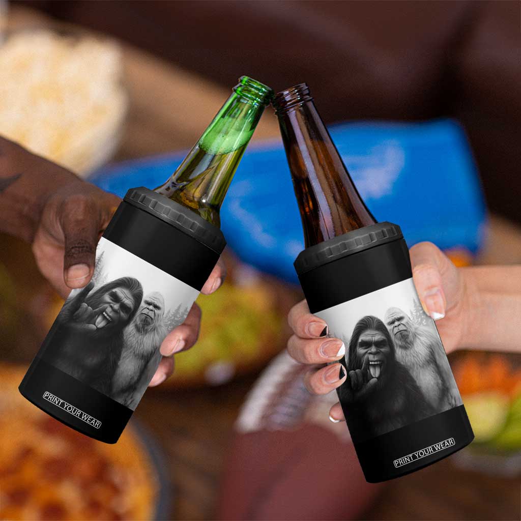 Bigfoot Selfie Christmas 4 in 1 Can Cooler Tumbler Sasquatch Yeti Rock On Hand TS14 Print Your Wear
