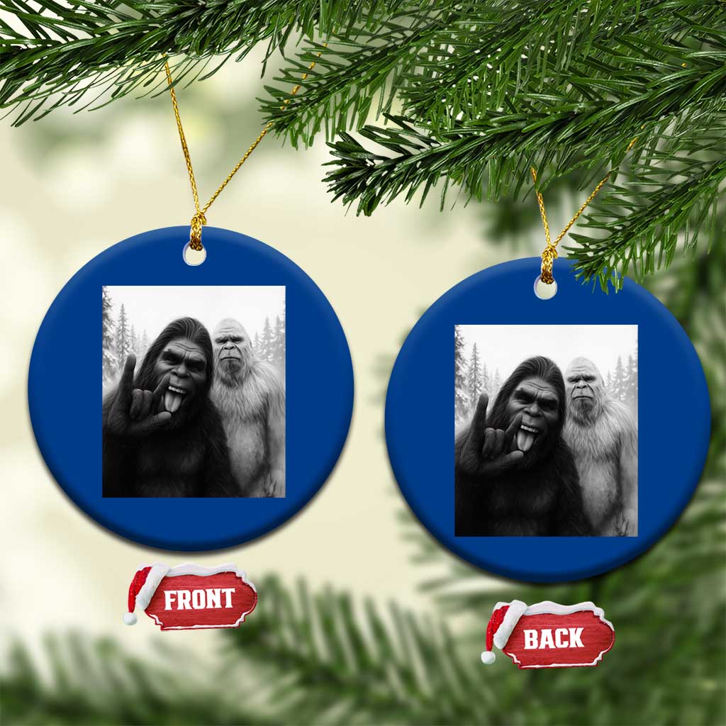 Bigfoot Selfie Xmas Ceramic Ornament Sasquatch Yeti Rock On Hand TS14 1pc Blue Print Your Wear
