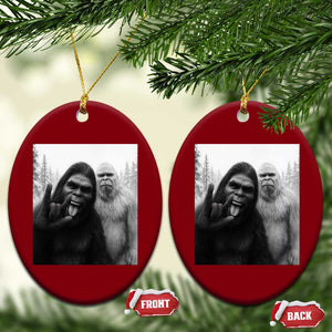 Bigfoot Selfie Xmas Ceramic Ornament Sasquatch Yeti Rock On Hand TS14 Print Your Wear