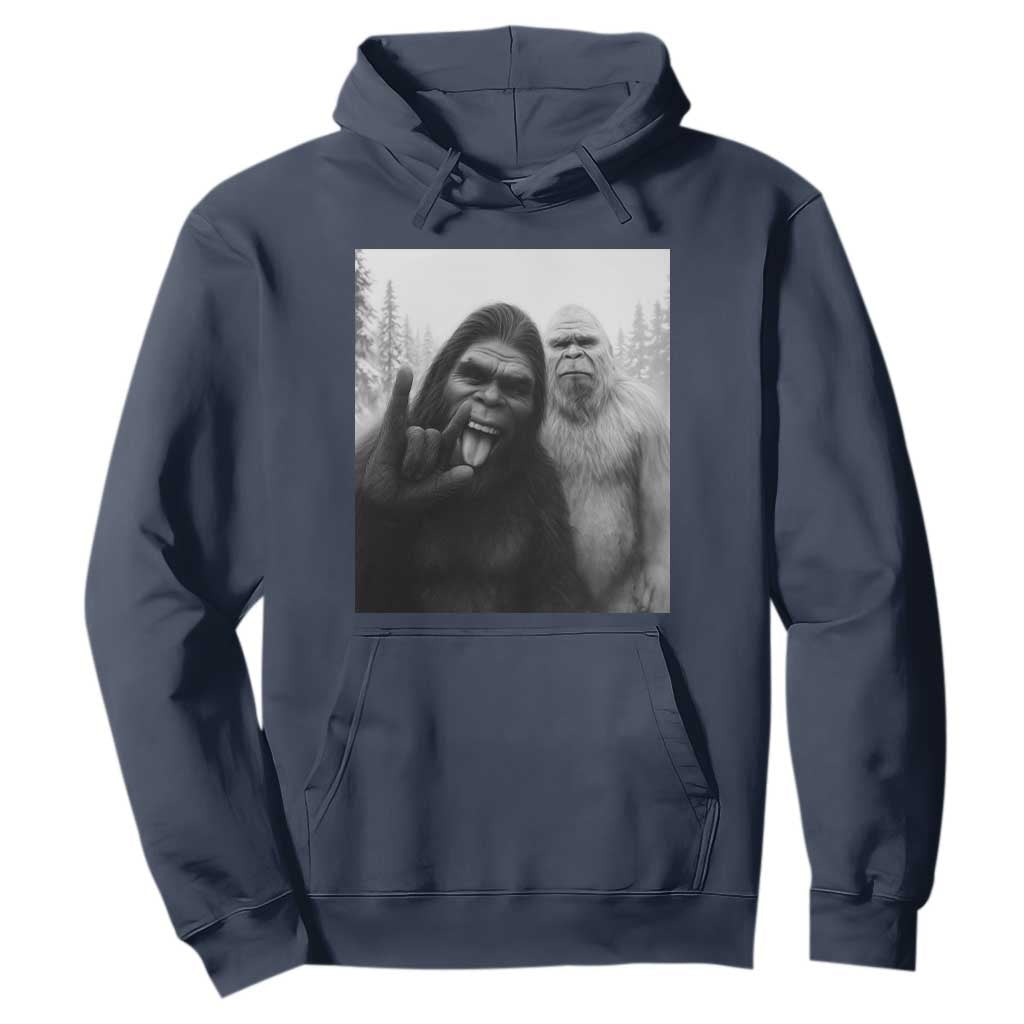 Bigfoot Selfie Christmas Hoodie Sasquatch Yeti Rock On Hand TS14 Navy Print Your Wear