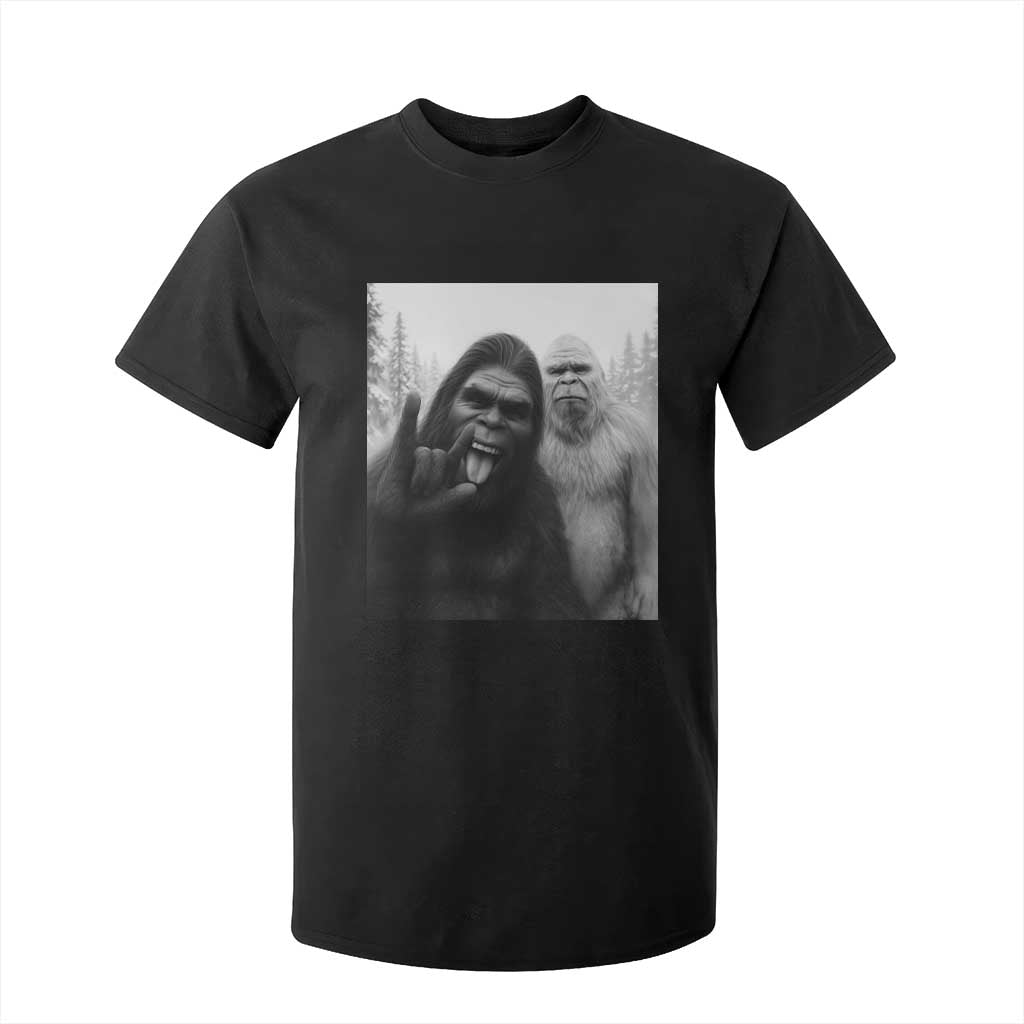 Bigfoot Selfie Christmas T Shirt For Kid Sasquatch Yeti Rock On Hand TS14 Black Print Your Wear