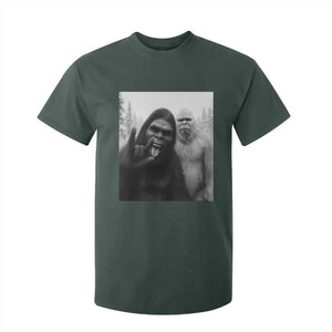 Bigfoot Selfie Christmas T Shirt For Kid Sasquatch Yeti Rock On Hand TS14 Dark Forest Green Print Your Wear
