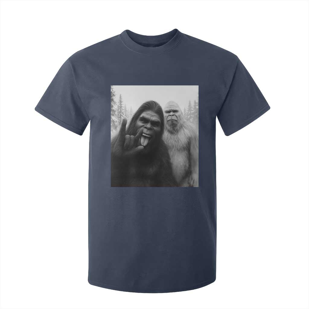 Bigfoot Selfie Christmas T Shirt For Kid Sasquatch Yeti Rock On Hand TS14 Navy Print Your Wear