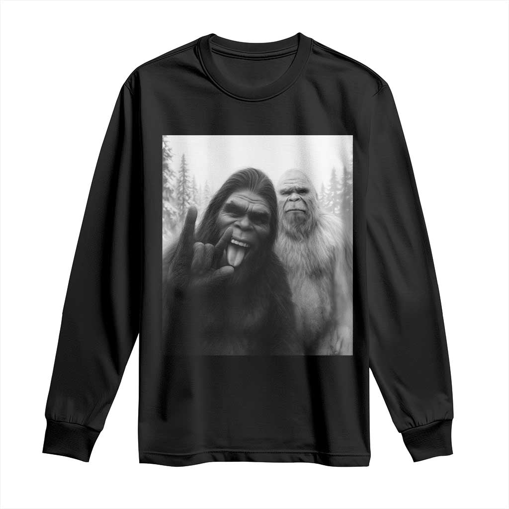 Bigfoot Selfie Christmas Long Sleeve Shirt Sasquatch Yeti Rock On Hand TS14 Black Print Your Wear