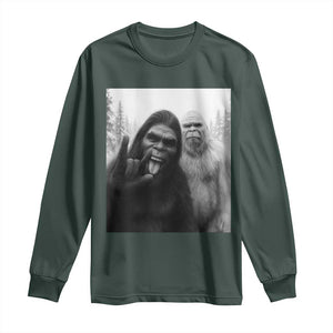Bigfoot Selfie Christmas Long Sleeve Shirt Sasquatch Yeti Rock On Hand TS14 Dark Forest Green Print Your Wear