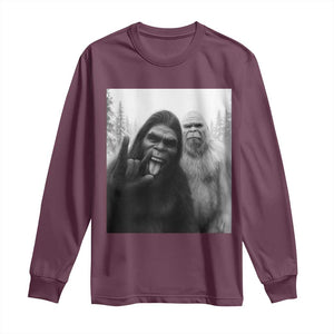 Bigfoot Selfie Christmas Long Sleeve Shirt Sasquatch Yeti Rock On Hand TS14 Maroon Print Your Wear