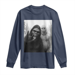 Bigfoot Selfie Christmas Long Sleeve Shirt Sasquatch Yeti Rock On Hand TS14 Navy Print Your Wear