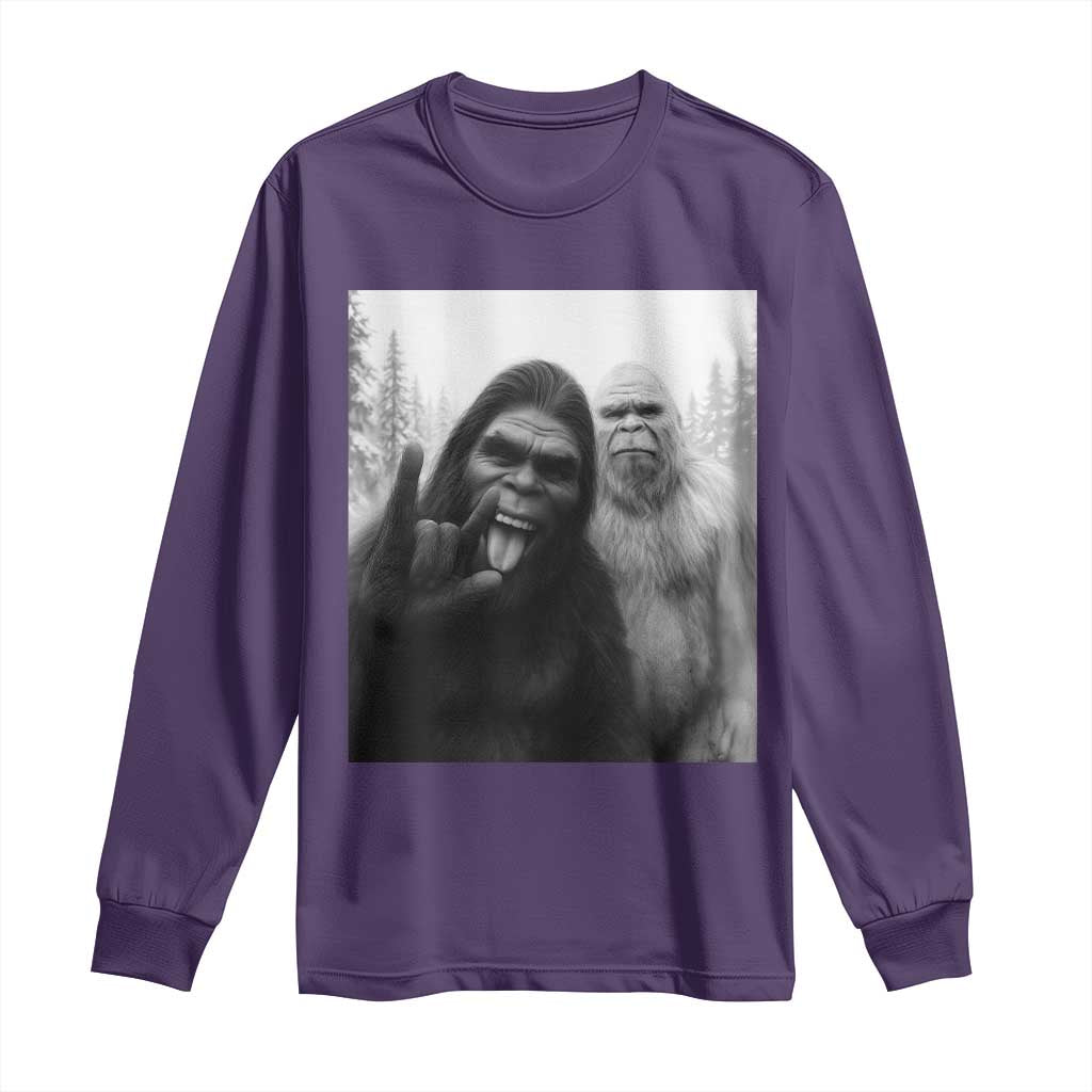 Bigfoot Selfie Christmas Long Sleeve Shirt Sasquatch Yeti Rock On Hand TS14 Purple Print Your Wear