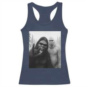 Bigfoot Selfie Christmas Racerback Tank Top Sasquatch Yeti Rock On Hand TS14 Navy Print Your Wear