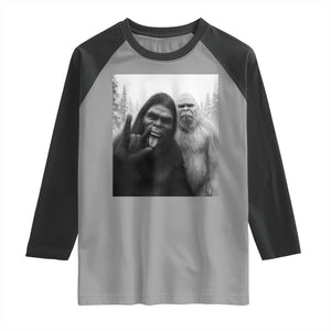 Bigfoot Selfie Christmas Raglan Shirt Sasquatch Yeti Rock On Hand TS14 Sport Gray Black Print Your Wear