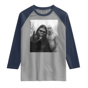 Bigfoot Selfie Christmas Raglan Shirt Sasquatch Yeti Rock On Hand TS14 Sport Gray Navy Print Your Wear