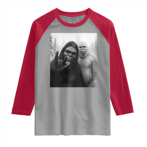 Bigfoot Selfie Christmas Raglan Shirt Sasquatch Yeti Rock On Hand TS14 Sport Gray Red Print Your Wear