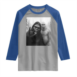 Bigfoot Selfie Christmas Raglan Shirt Sasquatch Yeti Rock On Hand TS14 Sport Gray Royal Print Your Wear