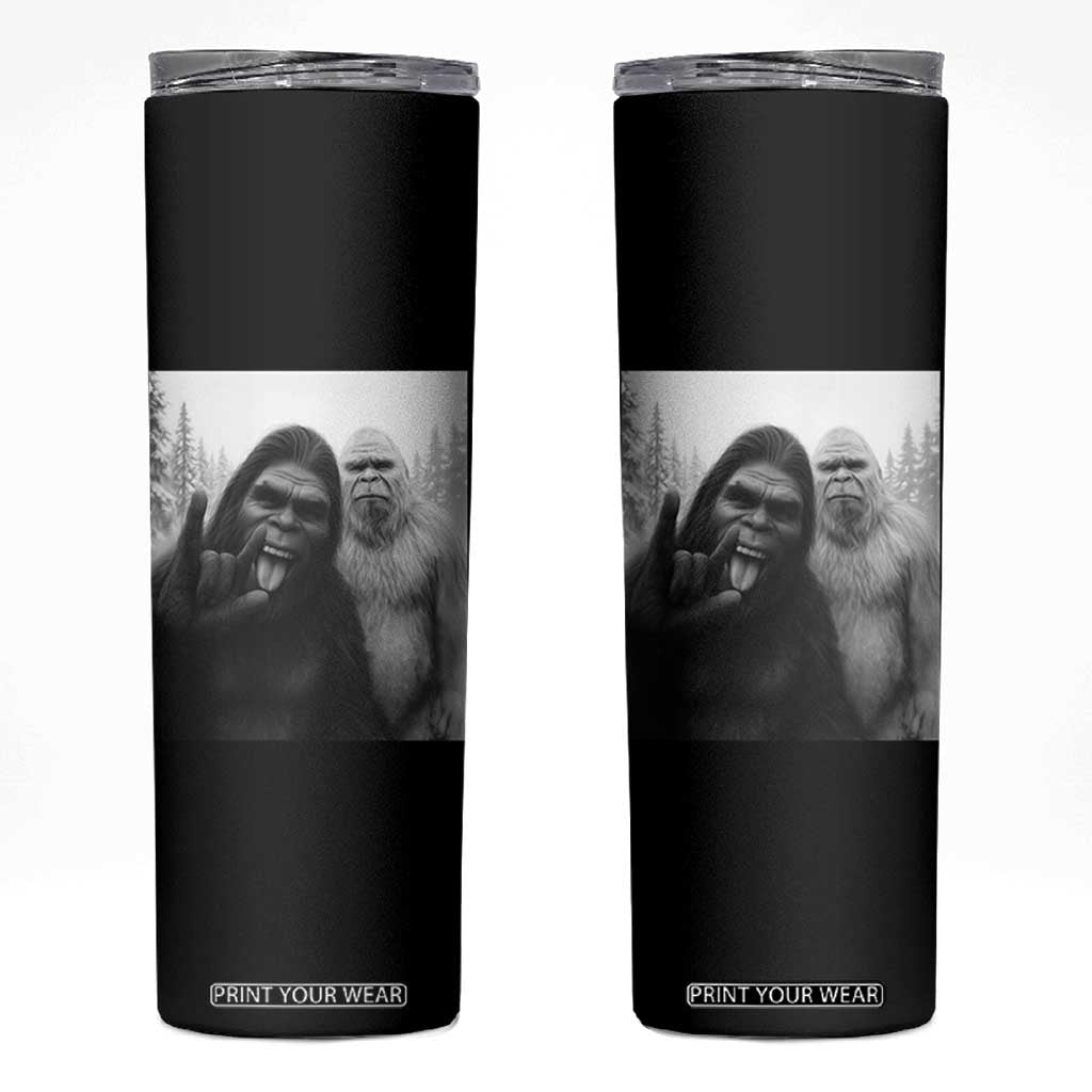 Bigfoot Selfie Christmas Skinny Tumbler Sasquatch Yeti Rock On Hand TS14 Black Print Your Wear