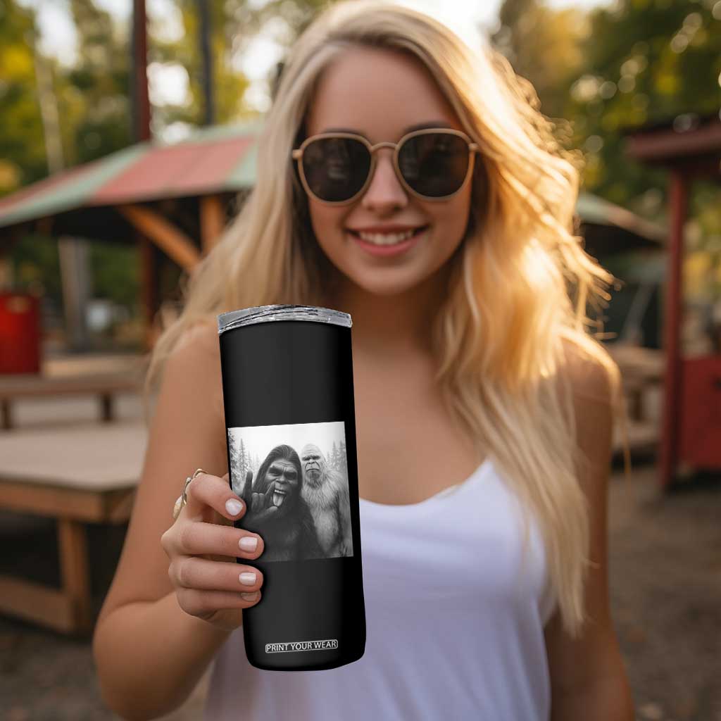 Bigfoot Selfie Christmas Skinny Tumbler Sasquatch Yeti Rock On Hand TS14 Print Your Wear