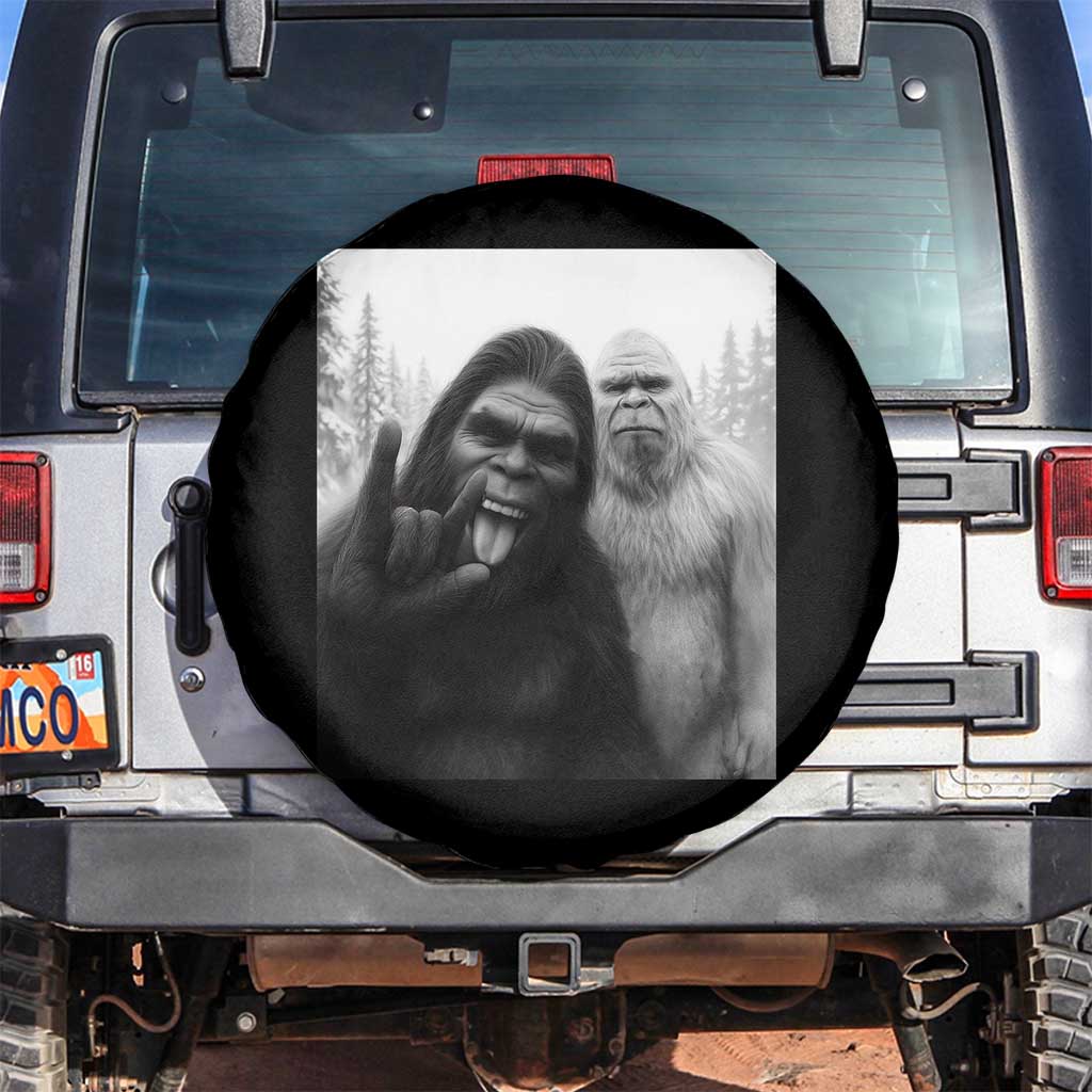 Bigfoot Selfie Christmas Spare Tire Cover Sasquatch Yeti Rock On Hand TS14 No hole Black Print Your Wear