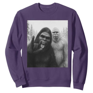 Bigfoot Selfie Christmas Sweatshirt Sasquatch Yeti Rock On Hand TS14 Purple Print Your Wear