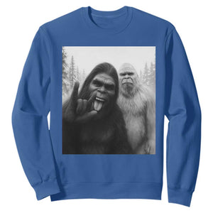 Bigfoot Selfie Christmas Sweatshirt Sasquatch Yeti Rock On Hand TS14 Royal Blue Print Your Wear