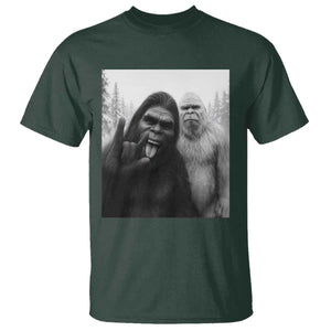 Bigfoot Selfie Christmas T Shirt Sasquatch Yeti Rock On Hand TS14 Dark Forest Green Print Your Wear