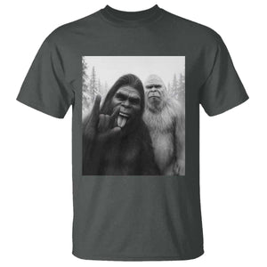Bigfoot Selfie Christmas T Shirt Sasquatch Yeti Rock On Hand TS14 Dark Heather Print Your Wear