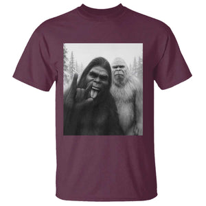 Bigfoot Selfie Christmas T Shirt Sasquatch Yeti Rock On Hand TS14 Maroon Print Your Wear