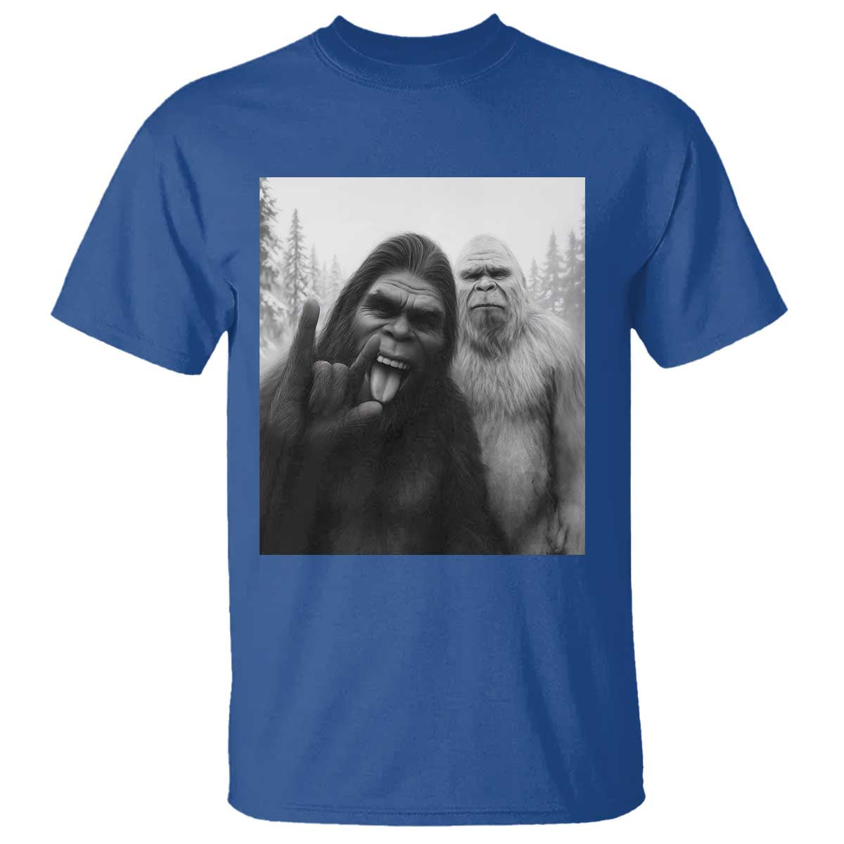 Bigfoot Selfie Christmas T Shirt Sasquatch Yeti Rock On Hand TS14 Royal Blue Print Your Wear