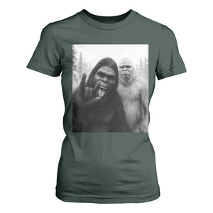 Bigfoot Selfie Christmas T Shirt For Women Sasquatch Yeti Rock On Hand TS14 Dark Forest Green Print Your Wear