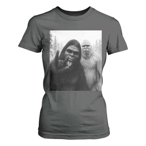Bigfoot Selfie Christmas T Shirt For Women Sasquatch Yeti Rock On Hand TS14 Dark Heather Print Your Wear