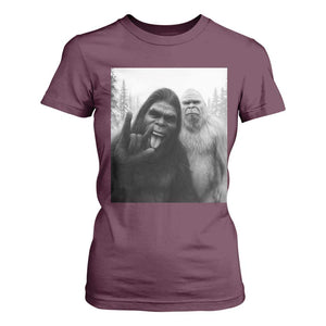 Bigfoot Selfie Christmas T Shirt For Women Sasquatch Yeti Rock On Hand TS14 Maroon Print Your Wear