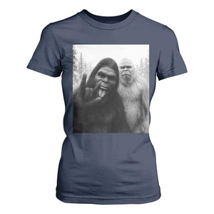 Bigfoot Selfie Christmas T Shirt For Women Sasquatch Yeti Rock On Hand TS14 Navy Print Your Wear