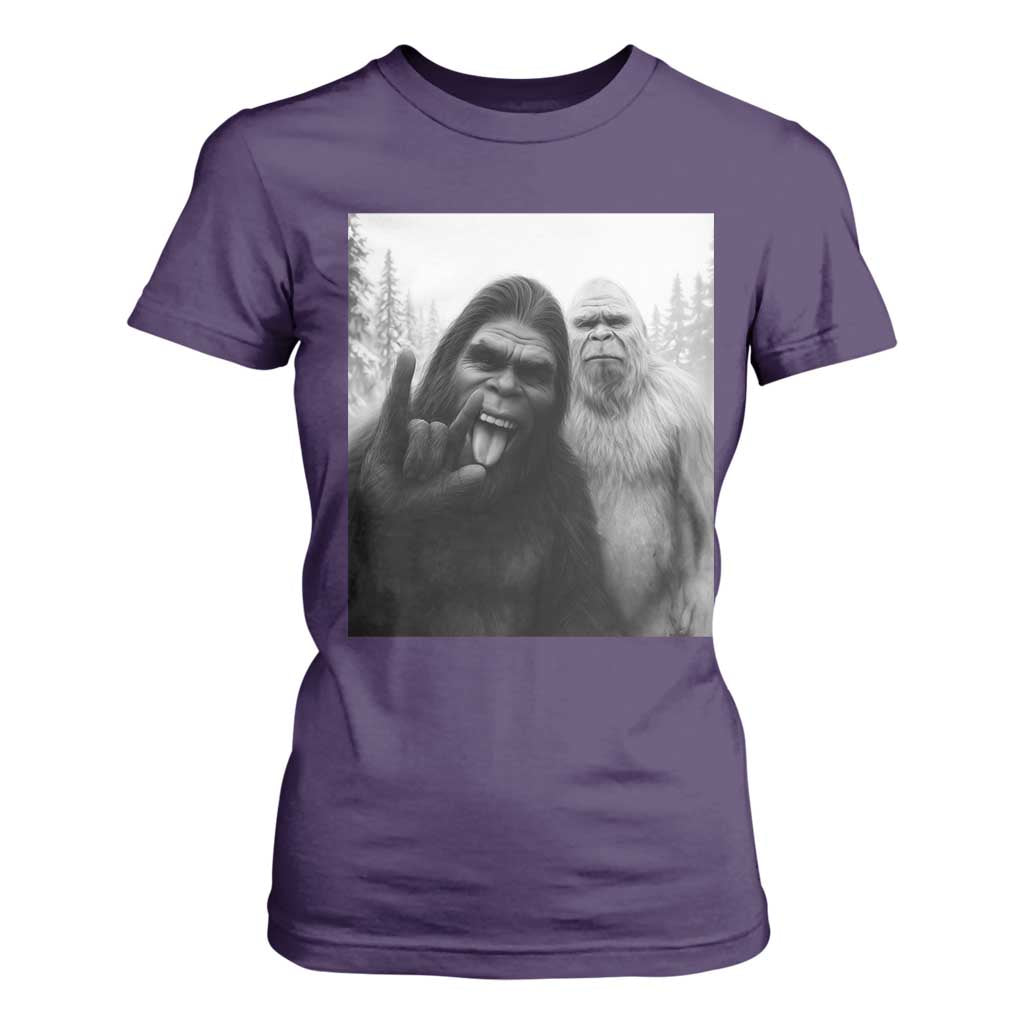 Bigfoot Selfie Christmas T Shirt For Women Sasquatch Yeti Rock On Hand TS14 Purple Print Your Wear