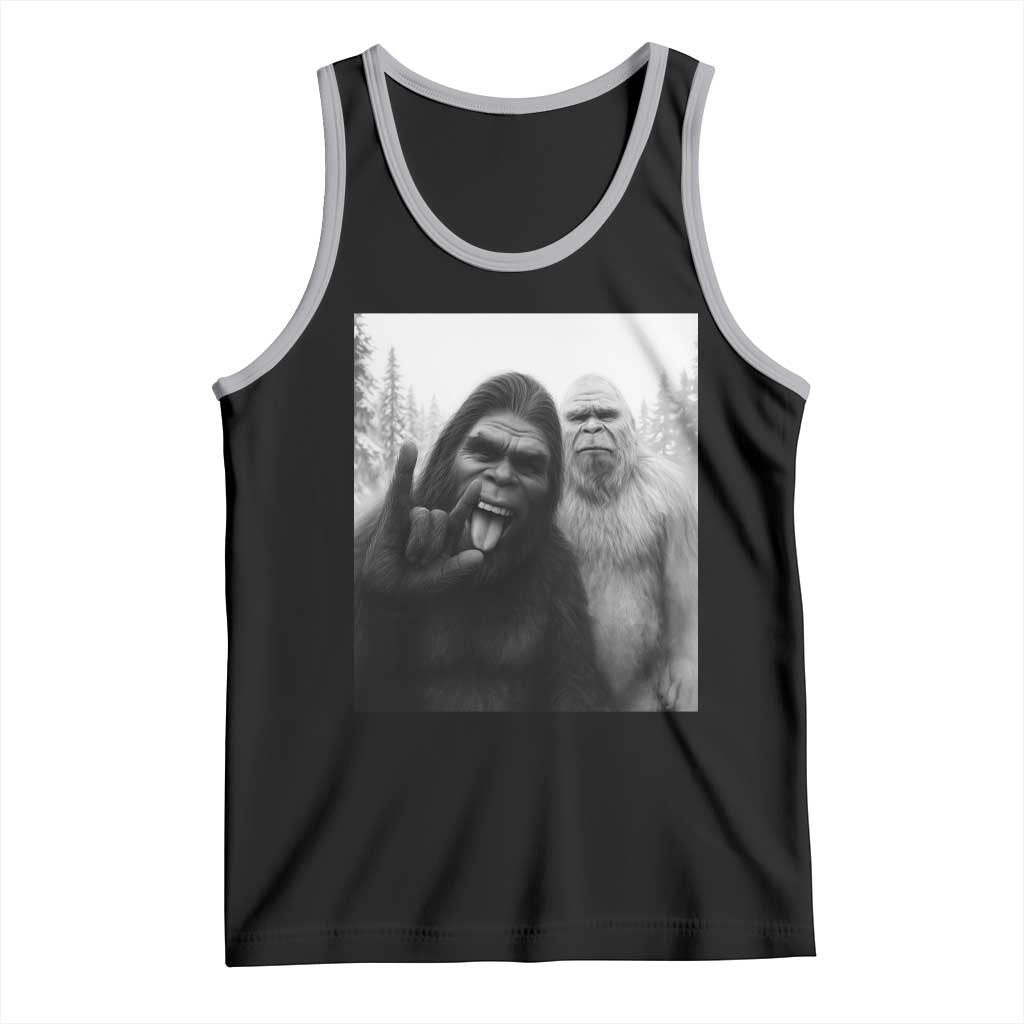 Bigfoot Selfie Christmas Tank Top Sasquatch Yeti Rock On Hand TS14 Black Athletic Heather Print Your Wear