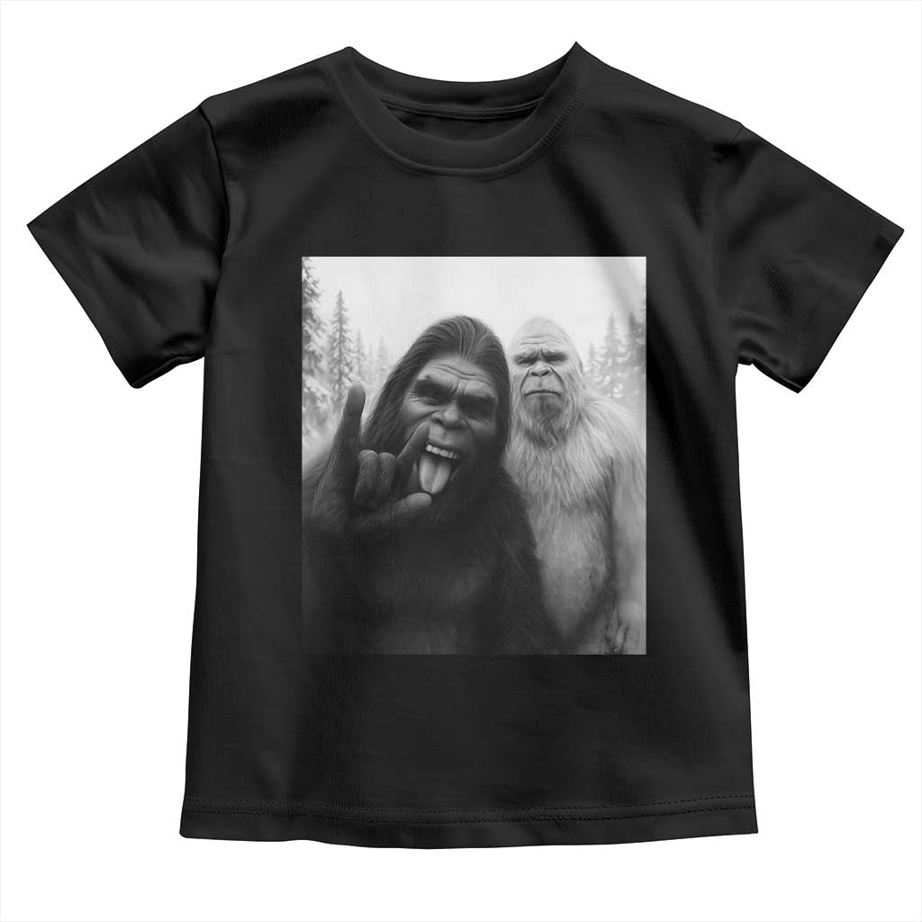 Bigfoot Selfie Christmas Toddler T Shirt Sasquatch Yeti Rock On Hand TS14 Black Print Your Wear