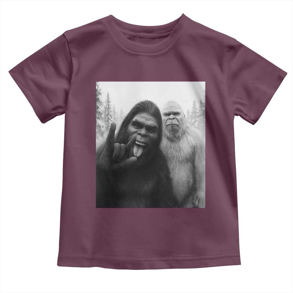 Bigfoot Selfie Christmas Toddler T Shirt Sasquatch Yeti Rock On Hand TS14 Maroon Print Your Wear