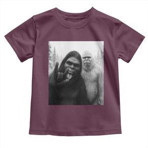 Bigfoot Selfie Christmas Toddler T Shirt Sasquatch Yeti Rock On Hand TS14 Maroon Print Your Wear