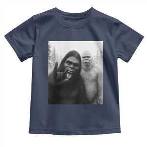 Bigfoot Selfie Christmas Toddler T Shirt Sasquatch Yeti Rock On Hand TS14 Navy Print Your Wear