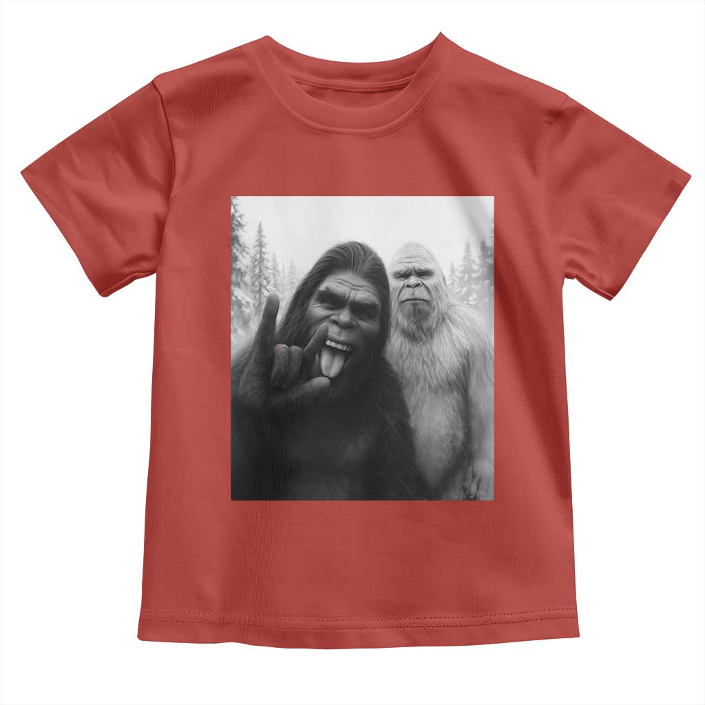 Bigfoot Selfie Christmas Toddler T Shirt Sasquatch Yeti Rock On Hand TS14 Red Print Your Wear