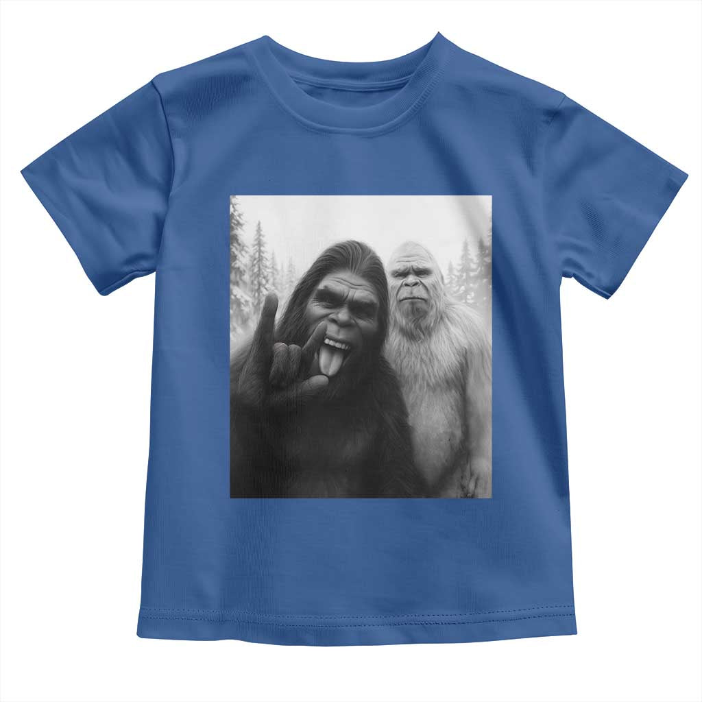 Bigfoot Selfie Christmas Toddler T Shirt Sasquatch Yeti Rock On Hand TS14 Royal Blue Print Your Wear