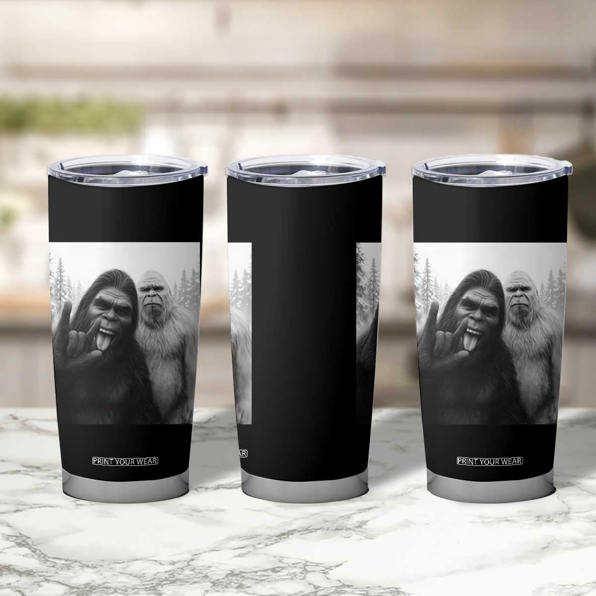 Bigfoot Selfie Christmas Tumbler Cup Sasquatch Yeti Rock On Hand TS14 Print Your Wear
