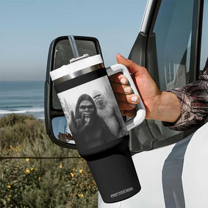 Bigfoot Selfie Christmas Tumbler With Handle Sasquatch Yeti Rock On Hand TS14 Print Your Wear