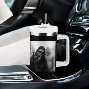 Bigfoot Selfie Christmas Tumbler With Handle Sasquatch Yeti Rock On Hand TS14 Print Your Wear