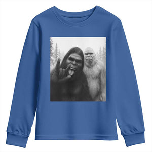 Bigfoot Selfie Christmas Youth Sweatshirt Sasquatch Yeti Rock On Hand TS14 Royal Blue Print Your Wear
