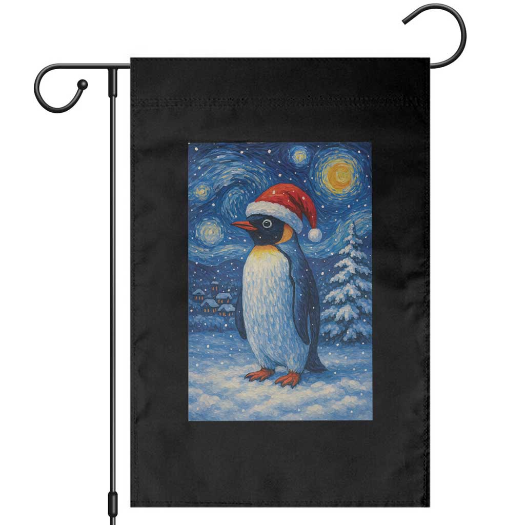 Penguin Christmas Garden Flag Starry Night Van Gogh TS14 Black Print Your Wear