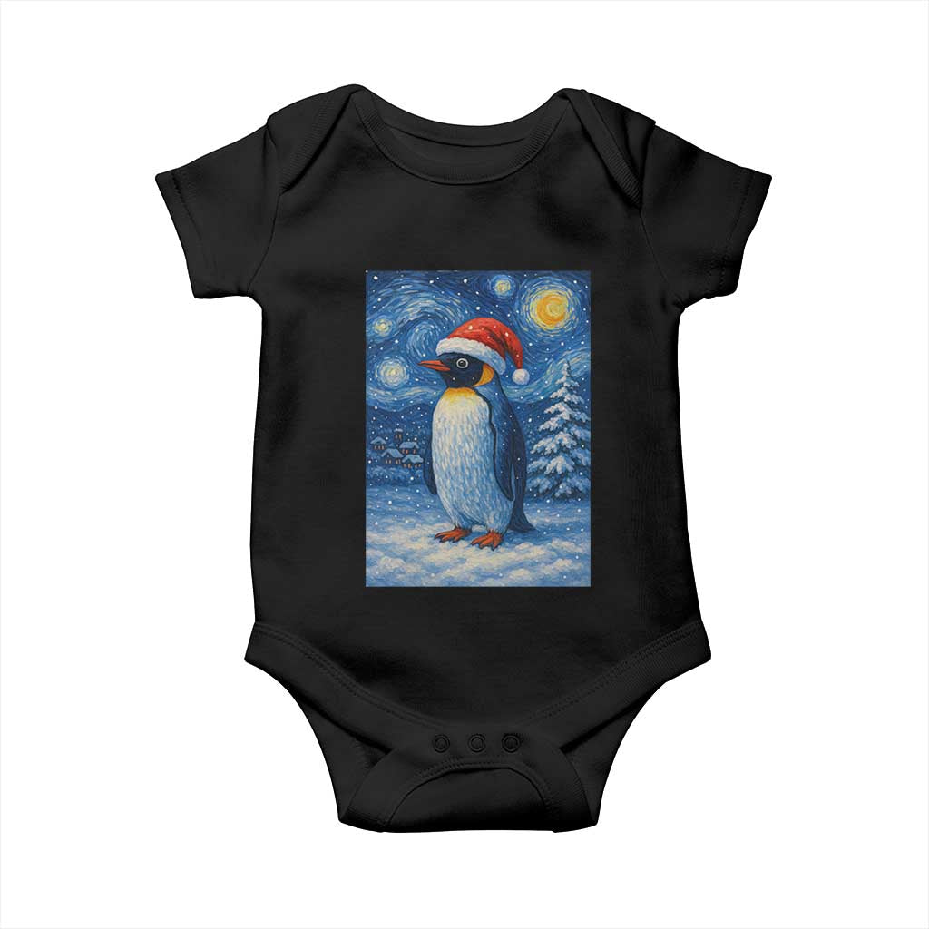 Penguin Christmas Baby Onesie Starry Night Van Gogh TS14 Black Print Your Wear