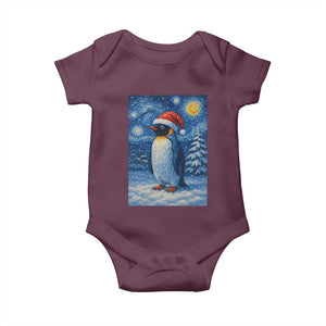 Penguin Christmas Baby Onesie Starry Night Van Gogh TS14 Maroon Print Your Wear